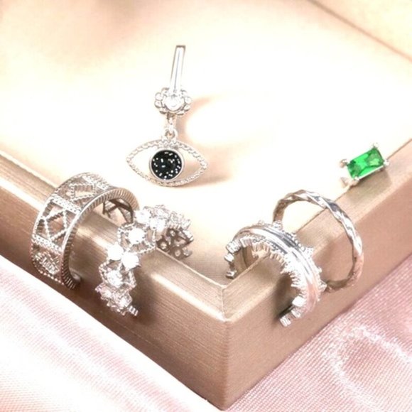 New Beautiful 925 Silver 6 Piece Set Earrings - Picture 1 of 3